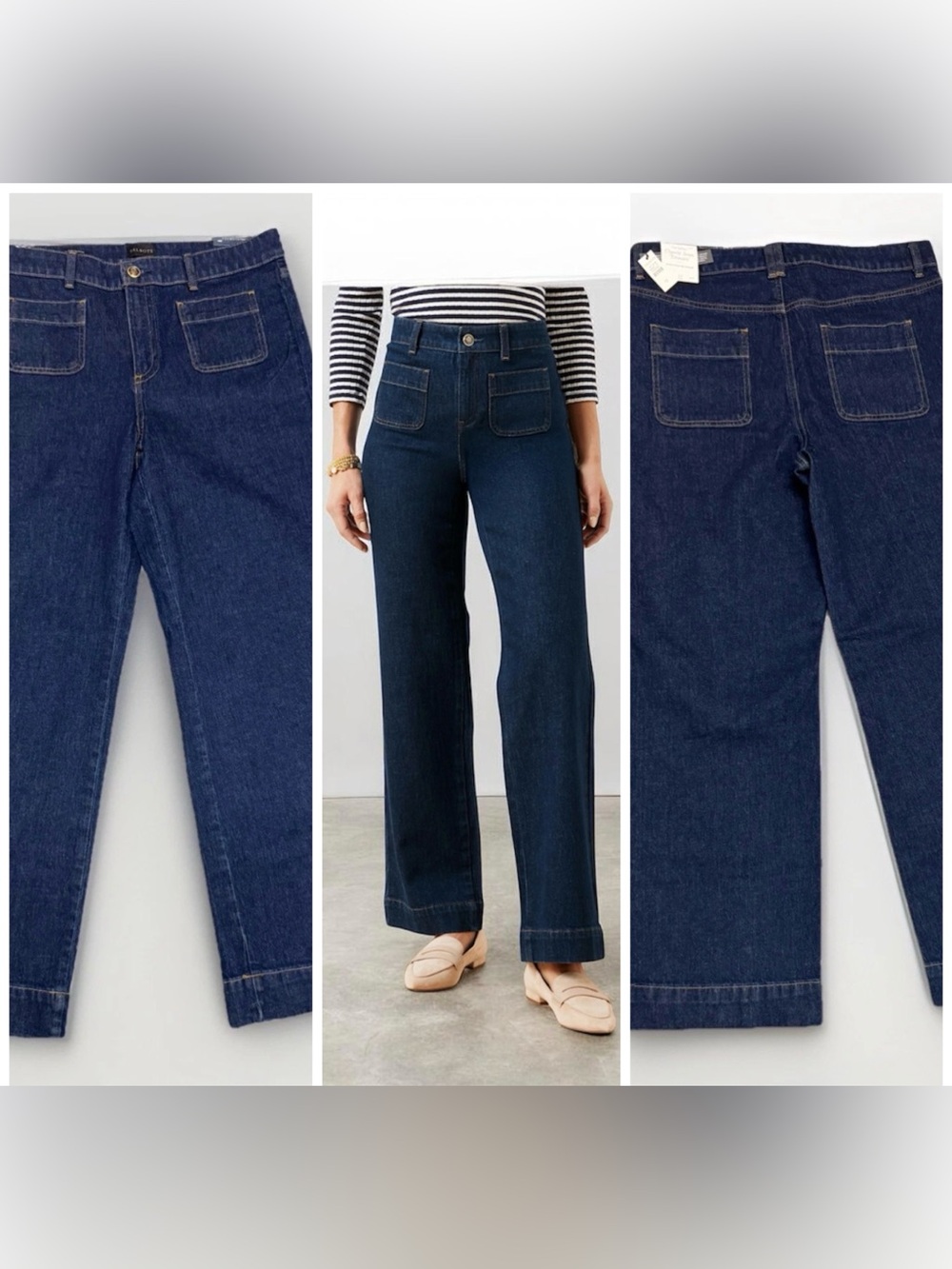 Talbots Patch Pocket Classic Jeans SZ-12 Trousers Dark Wash WideLeg HipHop Y2K